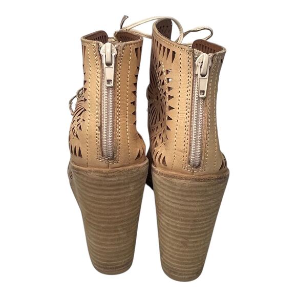 Jeffrey Campbell Rodillo Cutout Hi Wedge Peep Toe Sandals Nude Size 10 - Picture 7 of 10